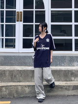 制服スポティVネックTシャツ /Liger Uniform Color Spoti V-Neck Boxy Short Sleeve T-Shirt