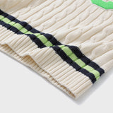 ライトグリーンCパッチvネックニットベストユニセックス / Light Green C Patch V-neck Ivory Knitwear Vest