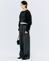 オーバーステンシルタイポクロップスウェットシャツ/OVER STENCIL TYPO CROP SWEATSHIRT-CHARCOAL