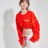 Oversize Line Point Crop Sweat shirt Red (6600739782774)