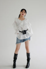 モノラッフルブラウス / Mono ruffle blouse (2color)
