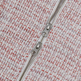 Raw Cut Detail Tweed Trucker Jacket Ivory & Red