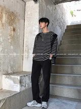 ASCLO Marine Stripe Three Quarter sleeve T Shirt (3color) (6565916049526)
