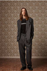Belted wide slacks - Charcol (4622120091766)