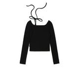 Square Ribbon Long Sleeve [BLACK] (6618529300598)