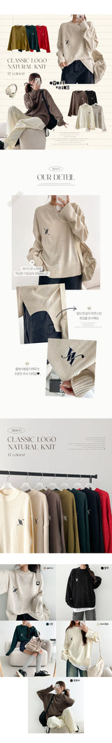 WU embroidered round knitwear