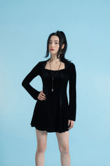 ロマンチックベルベットフレアドレス/Romantic Velvet Flare Dress (4397424705654)