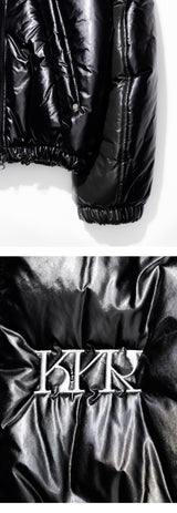 Unisex Zipped Duck Down Padding (Glossy Black)