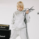 オーバーフィットプリンティングパーカー/OVERFIT PRINTING HOODIE-MELANGE GREY