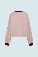 CONTRAST REGLAN CROP SWEATSHIRTS (PINK)