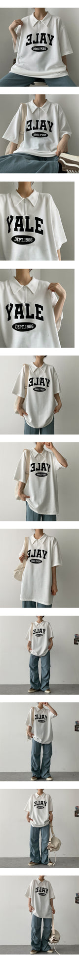 ハーフジップアップカラーショートスリーブTシャツ / Dept1986 Half zip-up collar short-sleeved T-shirt