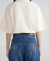 プリヴェラインワイド-レッグデニムジーンズ / PRIVÉ LINED WIDE-LEG DENIM JEANS - CREAM/DENIM BLUE