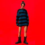 0 2 Damaged Wool Stripe Knit - BLUE (6626815082614)