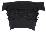 フラップメッシュリボントップ / [Seow] Flap mesh ribbon top, black