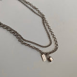ボールドロック2ラインチョーカーネックレス / jmul Bold Lock Two Lines Chain Choker Necklace