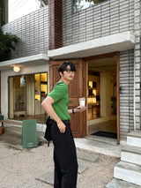 ドットバックベンドワンタックセミワイドスラックス / Dot Back-Bend One Tuck Semi-Wide Slacks (4 colors)
