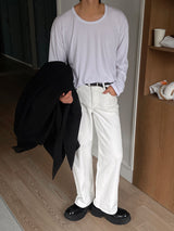 ASCLO Uネックシルケット長袖Tシャツ