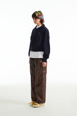 チェリーオープンカラースウェットシャツ / CHERRY OPEN COLLAR SWEATSHIRT [NAVY]