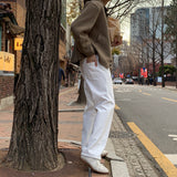LMN Retro Semi Wide White Jeans (white)