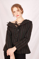 stripe offshoulder jacket (6640100409462)