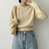 ダイアゴナルボタンロングスリーブTシャツ / diagonal button long-sleeved T-shirt