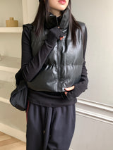 Debbie leather cropped padded vest