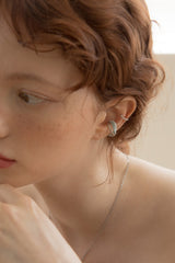 ニットクロスシルバーイヤーカフ/[2set] Knitted cross 'silver' earcuff (4colors)