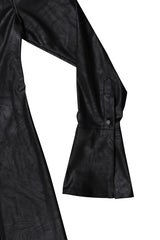 MAXI LEATHER SHIRT #BLACK