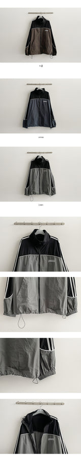 Wild Line Color Arrangement Track String Zip-Up Jumper