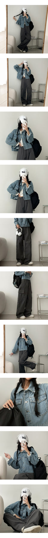 [Wide, jogger two way] Peta Tantan cargo wide pants