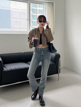 サテン クロップ アビエーション ジャンパー / Satin Crop Aviation Jumper (2color)