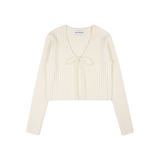 RIBBON RIBBED CARDIGAN