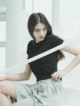 オーガニッククロップTシャツ / T1007 ORGANIC CROP T-SHIRT_BLACK