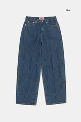 Red clown wide denim pants