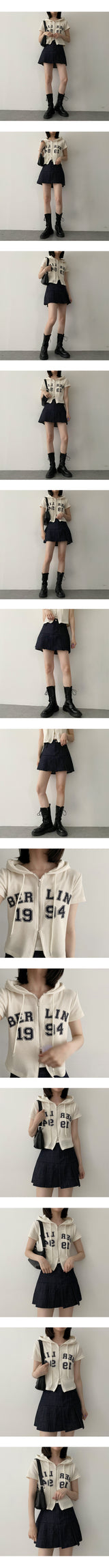 ジープツーウェイショートスリーブクロップドフードジップアップ / Jeep Two-Way Short-Sleeved Cropped Hooded Zip-Up