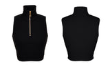 BLACK CROP KNIT ZIP UP SLEEVELESS(Copy) (6679763779702)