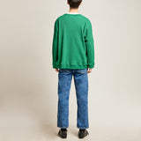 ラウンドネックワッフルカーディガン/DAMP ROUND-NECK WAFFLE CARDIGAN_GREEN