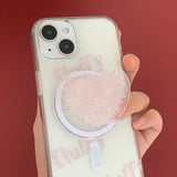 ピンク - ソフトフラッフィーマグセーフフォンケースアクリルトックセット