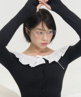 フリルクロップカーディガン