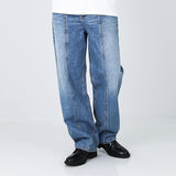 リラックスフィットフロントシームウォッシュドデニム / RELAXED FIT FRONT SEAM WASHED DENIM
