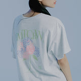 ウォータープリントフラワーTシャツ/WATER PRINTING FLOWER TEE SHIRT_LIGHT GREY