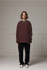 Multi stripe long sleeve T - Red/black/white (4622115078262)