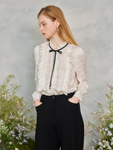 フリルシャーリングリボンブラウス / Frill Shirring Ribbon Blouse