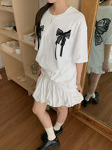 Balletcore Ribbon Loose Fit Short Sleeve Tee