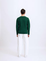 マークVネックケーブルニットセーター/RCH mark v neck cable knit sweater green