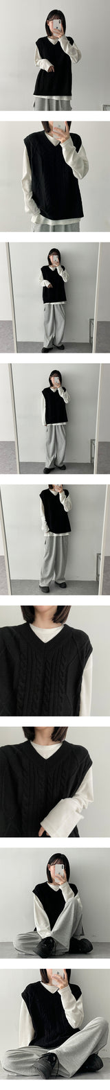 エッチツイストVニットベスト / Etch Twisted V-knit vest