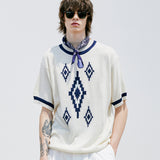 ナバジョパターンリンガーハーフニット / NAVAJO PATTERN RINGER HALF KNIT CREAM