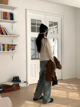 Kinu star point boat neck long sleeve knit