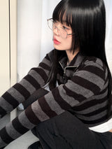 Chipo ストライプブラッシュクロップジップアップ