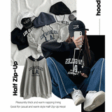 Napping Lining Bis Coloring Half Zip-Up Hoodie
